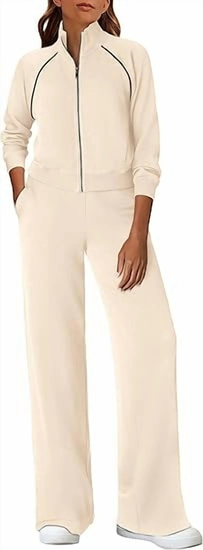 Womens 2 Piece Outfits Sweatsuits Fall Full Zip Sweatshirts Workout Pants Matching Lounge Sets Tracksuits