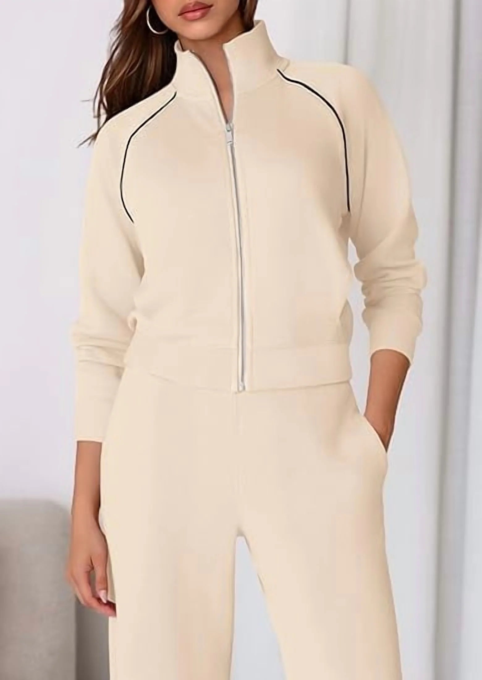 Womens 2 Piece Outfits Sweatsuits Fall Full Zip Sweatshirts Workout Pants Matching Lounge Sets Tracksuits