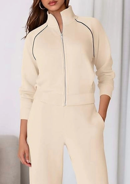 Womens 2 Piece Outfits Sweatsuits Fall Full Zip Sweatshirts Workout Pants Matching Lounge Sets Tracksuits
