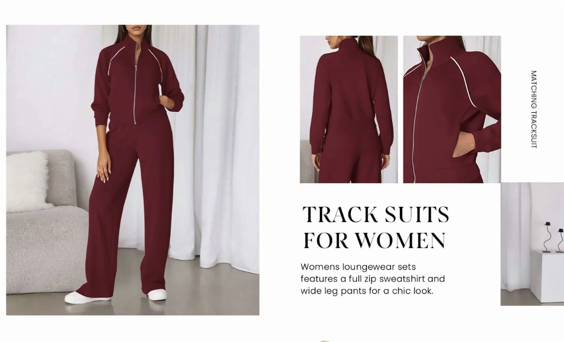 Womens 2 Piece Outfits Sweatsuits Fall Full Zip Sweatshirts Workout Pants Matching Lounge Sets Tracksuits